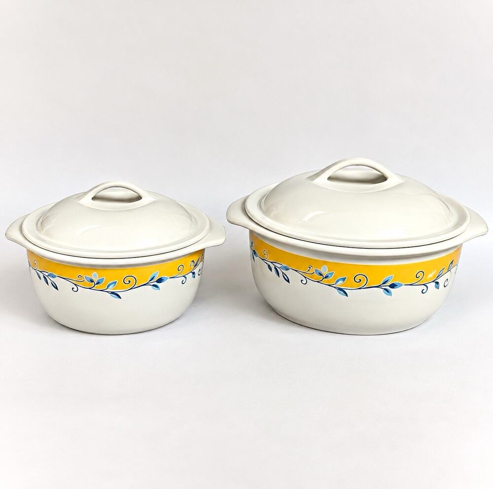 Corelle Coordinates Casa Flora Casserole Set 1.5 & 2.5 Qt Stoneware w/Lids